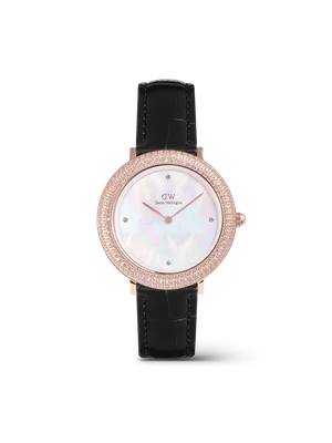 Daniel Wellington DW Watch Crystalline Bezel Black Croc Rose Gold