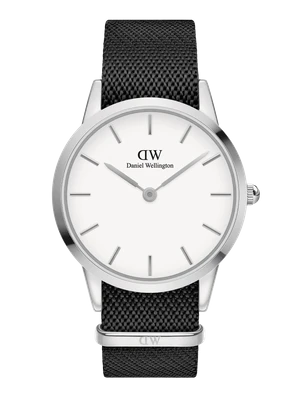 Daniel Wellington DW Watch Iconic Black NATO White Dial Silver