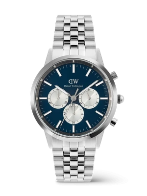Daniel Wellington DW Watch Iconic Chronograph Arch 5-Link Arctic Panda Silver