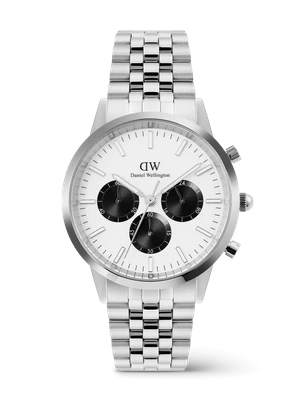Daniel Wellington DW Watch Iconic Chronograph Arch 5-Link Off- White Panda Silver