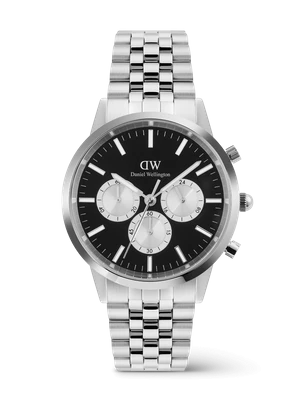 Daniel Wellington DW Watch Iconic Chronograph Arch 5-Link Onyx Panda Silver
