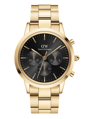 Daniel Wellington DW Watch Iconic Chronograph Link Onyx G Gold