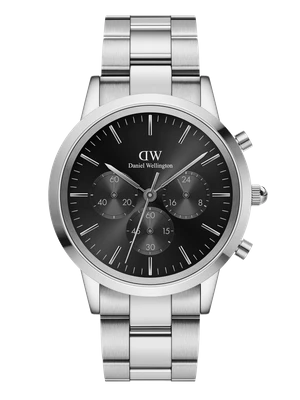 Daniel Wellington DW Watch Iconic Chronograph Link Onyx S Silver