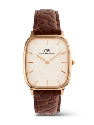 Daniel Wellington DW Watch Marlon Brown Croc Belly Linen Rose Gold 32mm