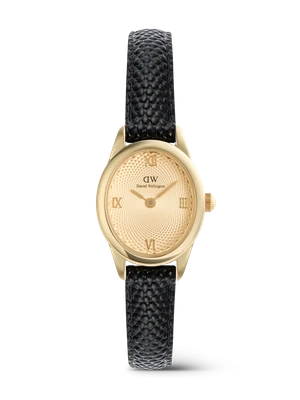 Daniel Wellington DW Watch Ophelia Mini Black Lizard Unitone Guilloché Gold