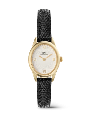 Daniel Wellington DW Watch Ophelia Mini Black Lizard White Guilloché Gold