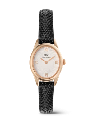 Daniel Wellington DW Watch Ophelia Mini Black Lizard White Guilloché Rose Gold