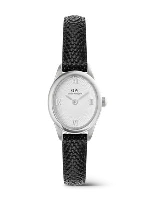 Daniel Wellington DW Watch Ophelia Mini Black Lizard White Guilloché Silver