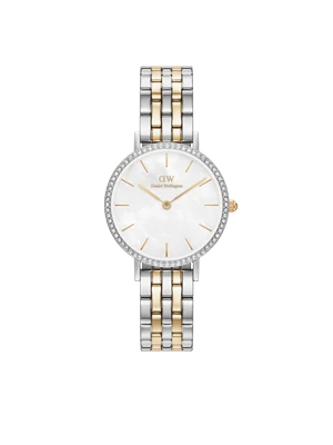 Daniel Wellington DW Watch Petite Lumine Bezel 5-Link Two-Tone MOP Silver