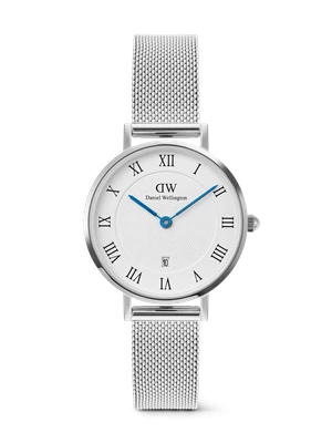 Daniel Wellington DW Watch Petite Roman Numerals Date Silver