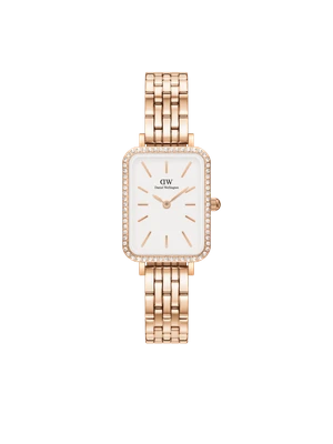 Daniel Wellington DW Watch Quadro Lumine Bezel 5-Link Melrose Rose Gold