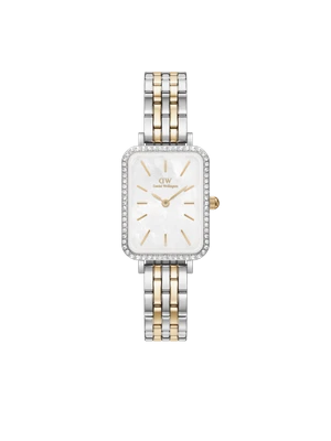 Daniel Wellington DW Watch Quadro Lumine Bezel 5-Link Two-Tone MOP Silver