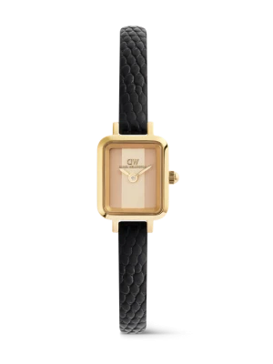 Daniel Wellington DW Watch Quadro Mini Black Lizard Conwy Gold 15mm