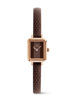 Daniel Wellington DW Watch Quadro Mini Brown Lizard Padstow Rose Gold 15mm