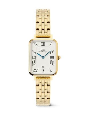 Daniel Wellington DW Watch Quadro Roman Numerals Date 5-link Gold