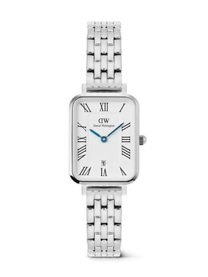 Daniel Wellington DW Watch Quadro Roman Numerals Date 5-link Silver