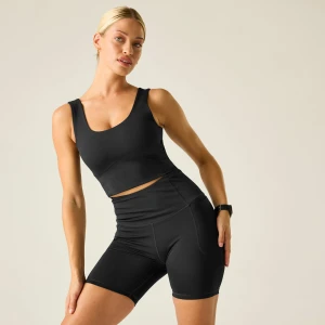 Dare 2b   Koszulka na ramiączkach damska szybkoschnąca Refresh Cropped Czarny, Rozmiar: