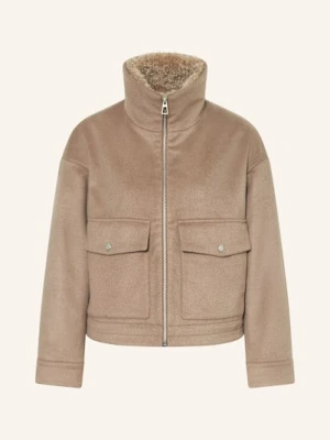 Darling Harbour Bluzon Z Pluszowym Materiałem beige