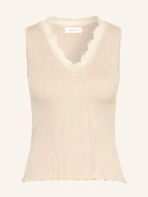 Darling Harbour Dzianinowy Top Z Koronką beige