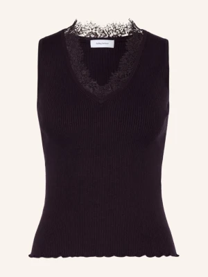Darling Harbour Dzianinowy Top Z Koronką blau BLUEBERRY