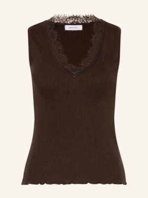 Darling Harbour Dzianinowy Top Z Koronką braun DARK BROWN