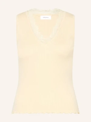Darling Harbour Dzianinowy Top Z Koronką gelb butter yellow