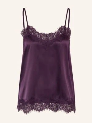 Darling Harbour Jedwabna Bluzka Z Satyny Z Koronką blau