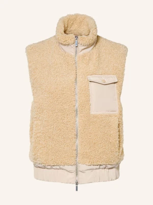 Darling Harbour Kamizelka Z Futerkiem Typu Teddy Z Mieszanki Materiałów beige