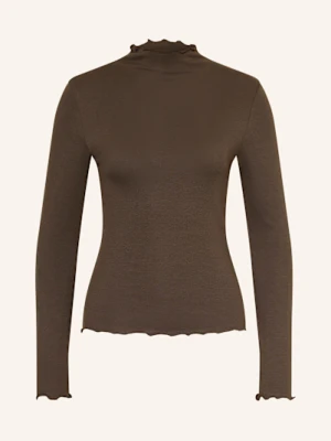 Darling Harbour Koszulka Z Długim Rękawem Z Falbankami braun