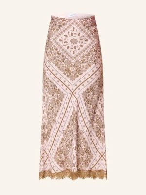 Darling Harbour Satynowa Spódnica Z Jedwabiem I Koronką rosa