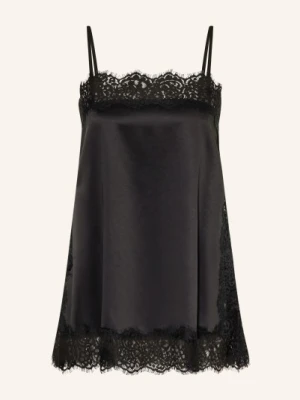 Darling Harbour Satynowy Top Z Koronką schwarz