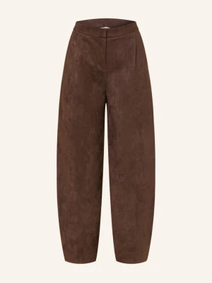 Darling Harbour Spodnie Z Dżerseju O Wyglądzie Skóry braun DARK BROWN