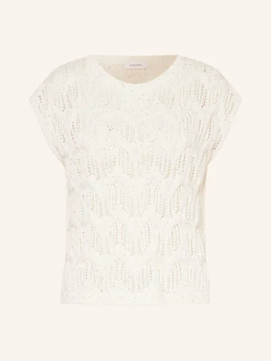 Darling Harbour Top Z Dzianiny Z Cekinami weiss