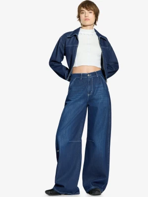 Dart Pants Work spodnie jeansy damskie granatowe Prosto