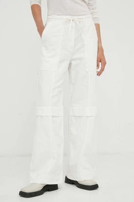 Day Birger et Mikkelsen spodnie bawełniane kolor biały szerokie high waist