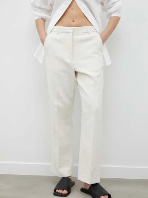 Day Birger et Mikkelsen spodnie damskie kolor beżowy proste high waist