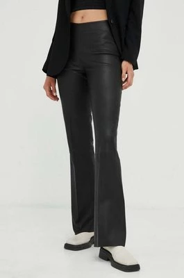 Day Birger et Mikkelsen spodnie skórzane damskie kolor czarny dzwony high waist