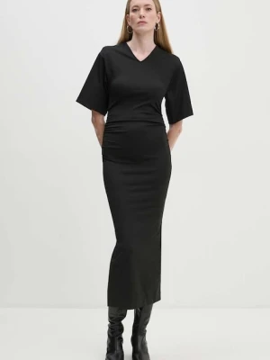 Day Birger et Mikkelsen sukienka Margaret - Modern Interlock kolor czarny maxi dopasowana DAY65243428