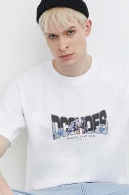 DC t-shirt bawełniany męski kolor biały z nadrukiem ADYZT05361