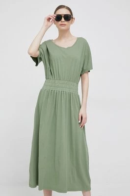 Deha sukienka bawełniana kolor zielony maxi rozkloszowana