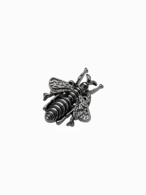 Dekoracyjna metalowa przypinka pszczoła - czarna V1 Ombre Clothing