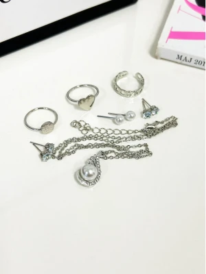 Delikatny komplet z perełką- srebrny  magmac 