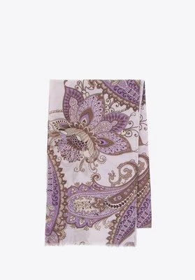 Delikatny szal damski beżowo - fioletowy Wittchen