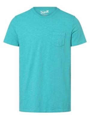 DENIM by Nils Sundström T-shirt męski Mężczyźni Bawełna niebieski wypukły wzór tkaniny,