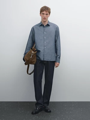 Denimowa Koszula Regular Fit - Niebieski - - Massimo Dutti - Mężczyzna