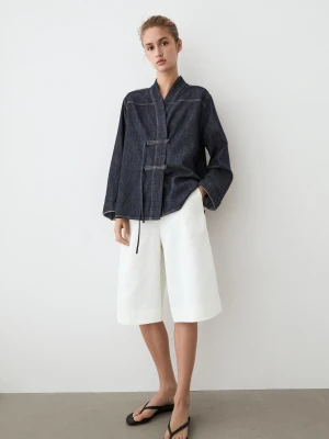 Denimowa Koszula Wierzchnia Total Look - Ciemnoniebieski - Massimo Dutti - Female