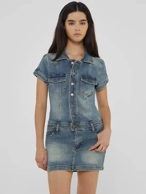 Denimowa Mini Sukienka Z Paskiem Guess Originals