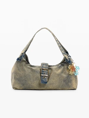 denimowa torba charm Desigual zielony