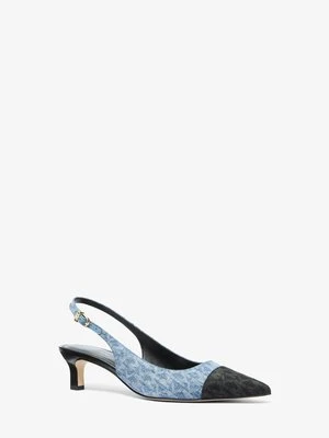 Denimowe czółenka Amara z odkrytą piętą z charakterystycznym logo MICHAEL Michael Kors