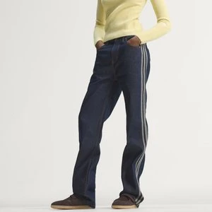 Denimowe spodnie Firebird ze średnim stanem i prostymi nogawkami Adidas Indigo Denim